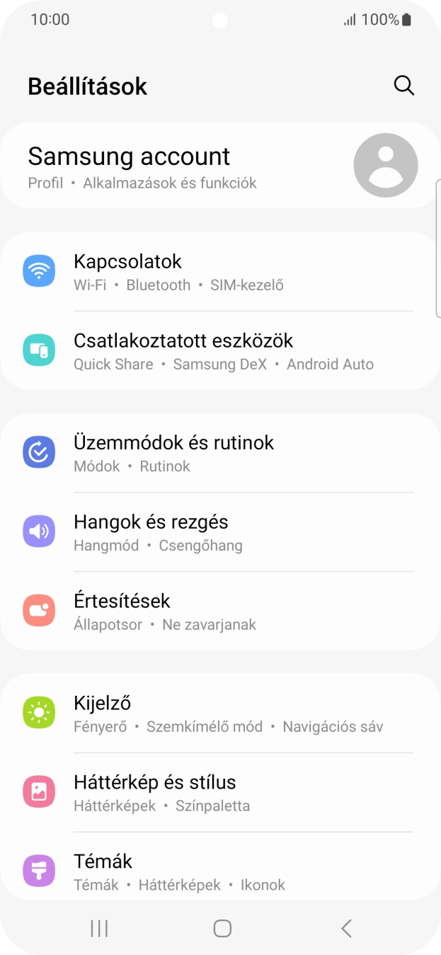 Válaszd a Kapcsolatok lehetőséget.