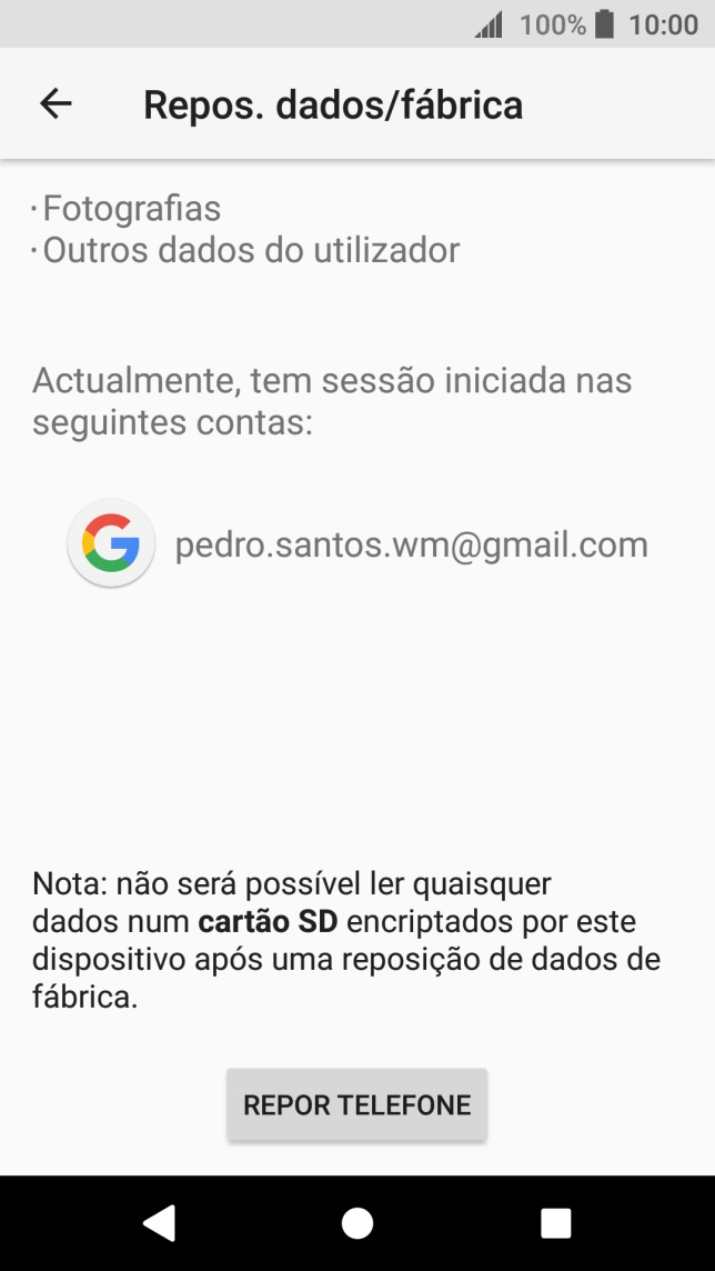 Prima REPOR TELEFONE.