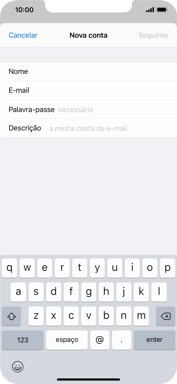 Prima Palavra-passe e introduza a password da sua conta de e-mail na Vodafone.