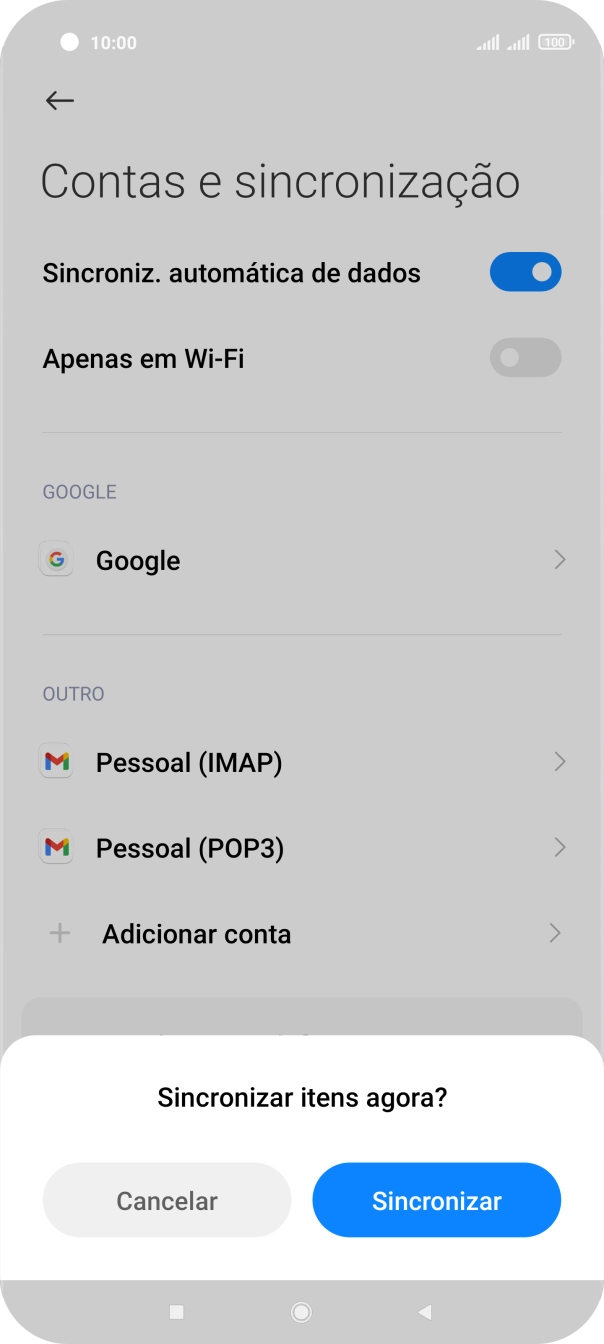 Se ativar a função, prima Sincronizar.