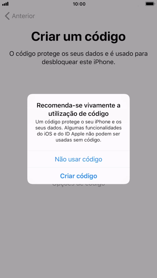 Se desativar a função, prima Não usar código.