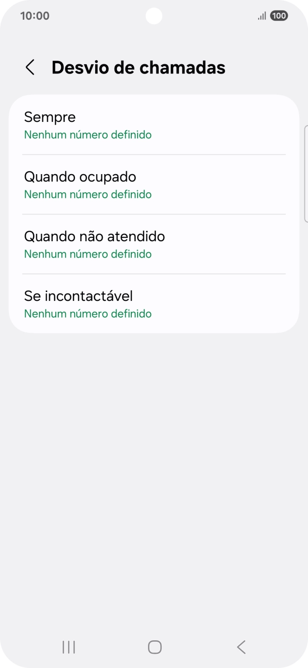 Prima o tipo de desvio pretendido.