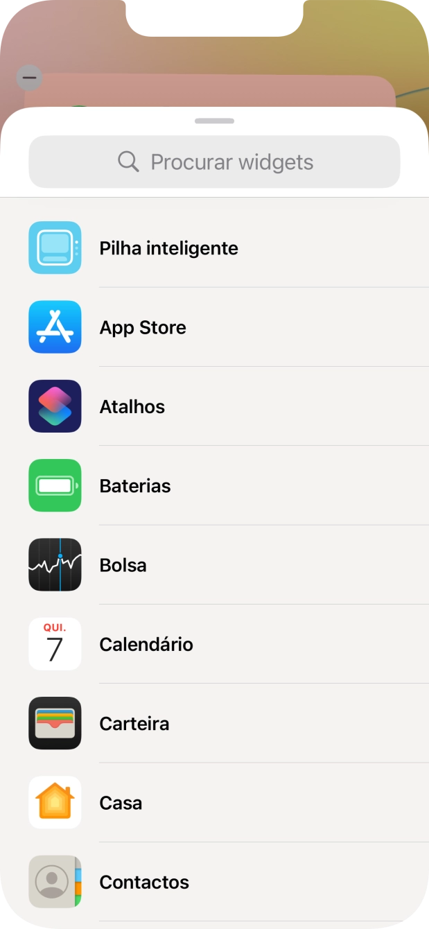 Prima o widget pretendido.