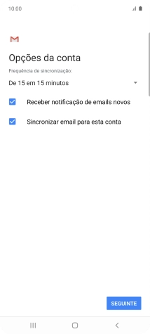 Se o ecrã mostrar esta imagem, a sua conta foi identificada e configurada automaticamente. Siga as indicações no ecrã para introduzir informações adicionais e concluir a configuração.