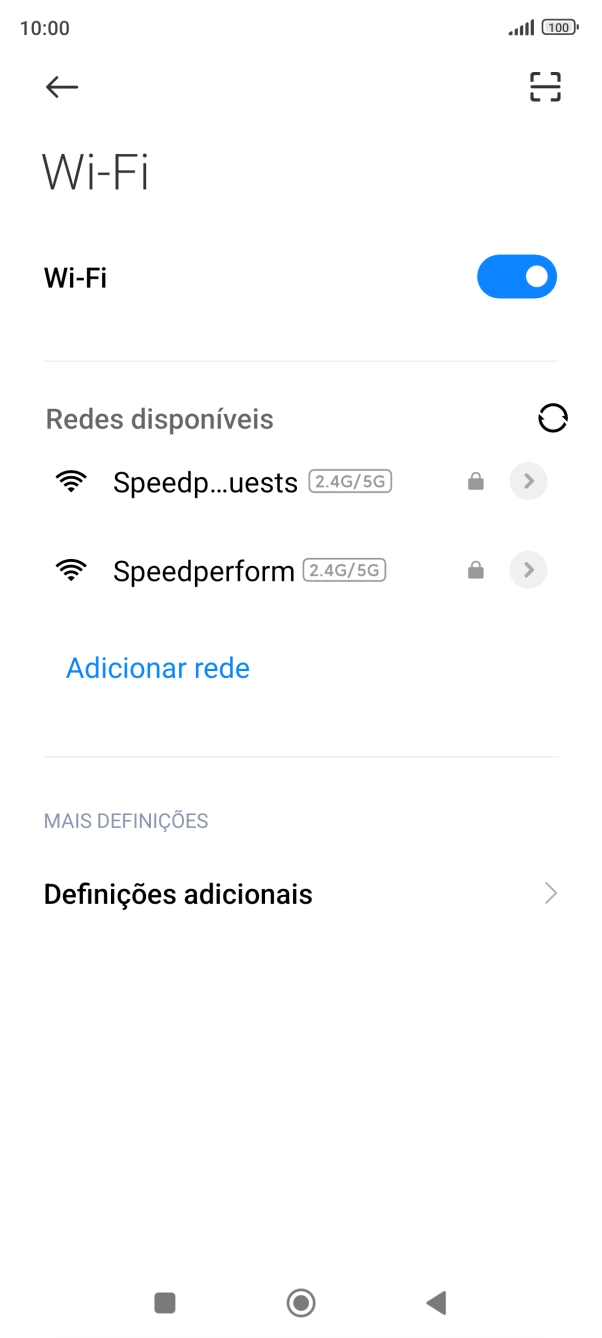 Prima a rede pretendida.