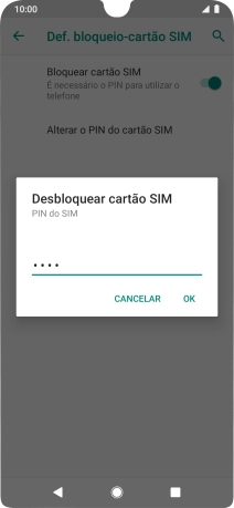 Introduza o seu código PIN e prima OK.