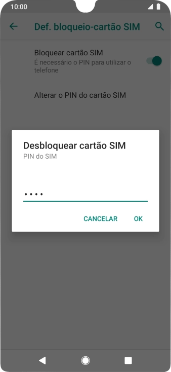 Introduza o seu código PIN e prima OK.