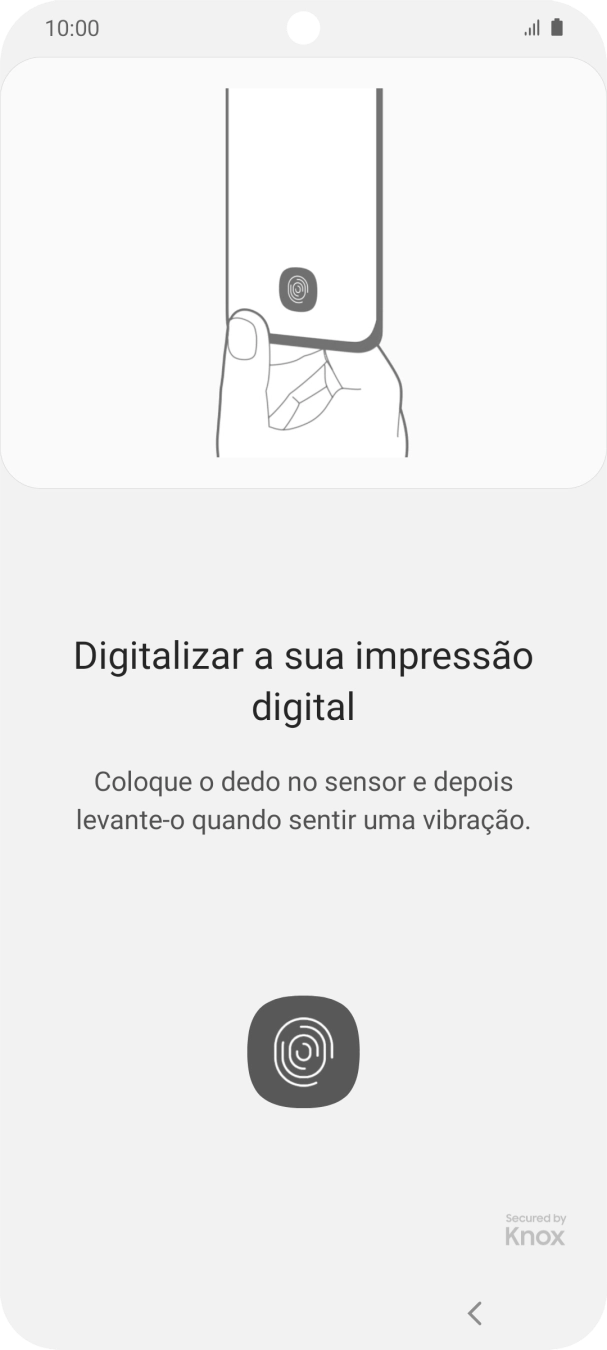 Siga as indicações no ecrã para definir a impressão digital como código de bloqueio.