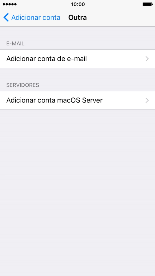 Prima Adicionar conta de e-mail.
