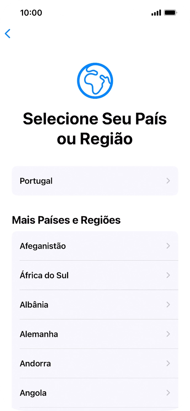 Prima a área ou país pretendido.