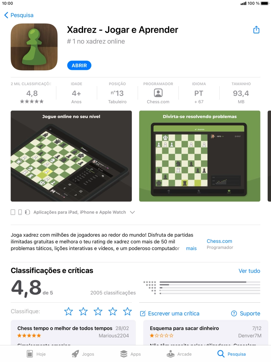 Prima a tecla de início para terminar e voltar ao ecrã inicial.