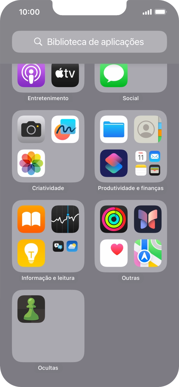 Mantenha premida por um momento a app pretendida.