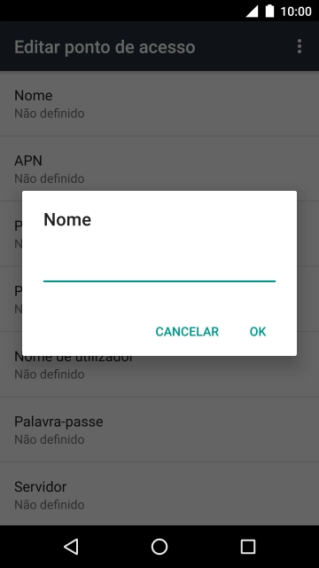 Introduza Vodafone Internet e prima OK.