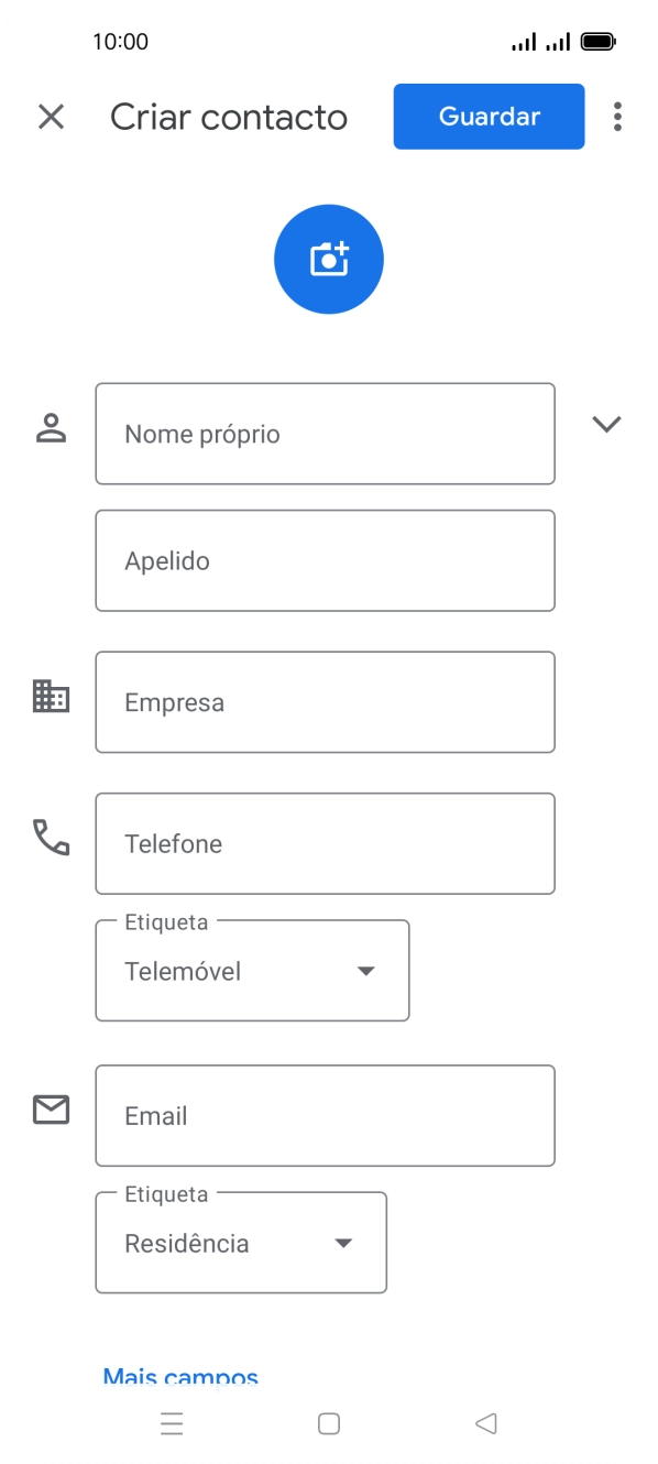 Prima Nome próprio e introduza o nome pretendido.