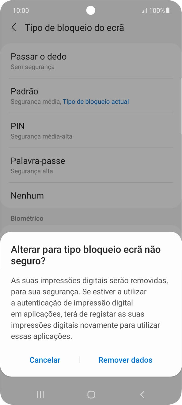 Prima Remover dados.