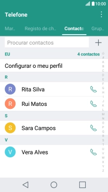 Prima o ícone de novo contacto.