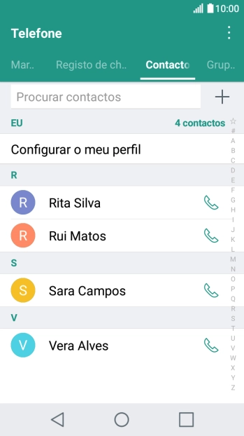 Prima o ícone de novo contacto.