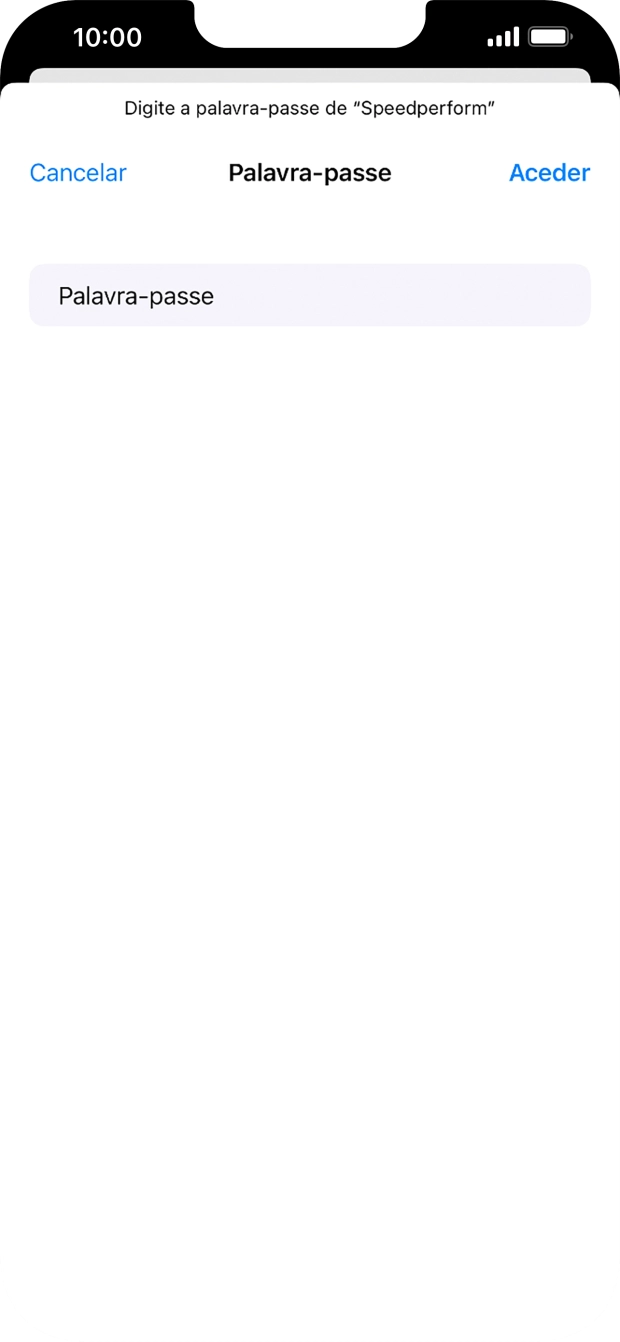 Introduza a password da rede Wi-Fi e prima Aceder.