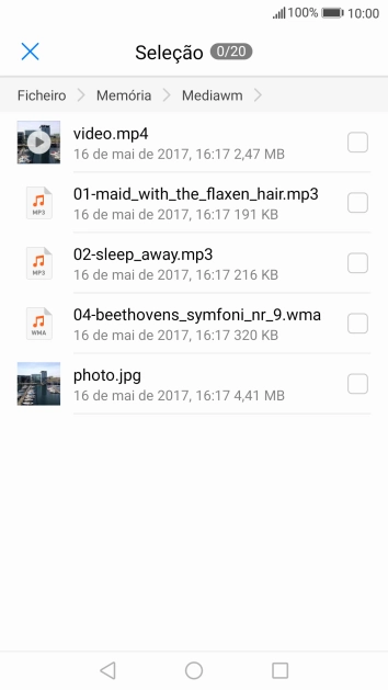 Prima o ficheiro pretendido.