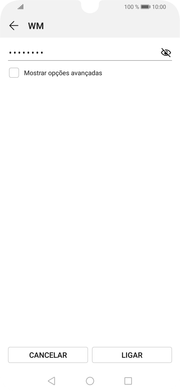 Introduza a password da rede Wi-Fi e prima LIGAR.