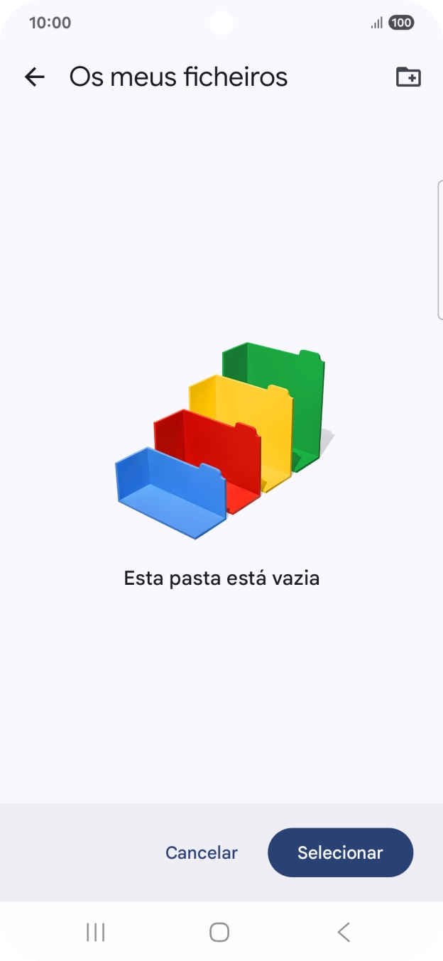 Se quiser criar uma nova pasta, prima o ícone de nova pasta e siga as indicações no ecrã para criar uma nova pasta.