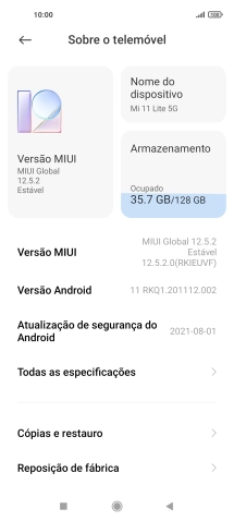 Prima Versão MIUI. Se existir uma nova versão de software disponível, será agora indicado no ecrã. Siga as indicações no ecrã para atualizar o software do telefone.