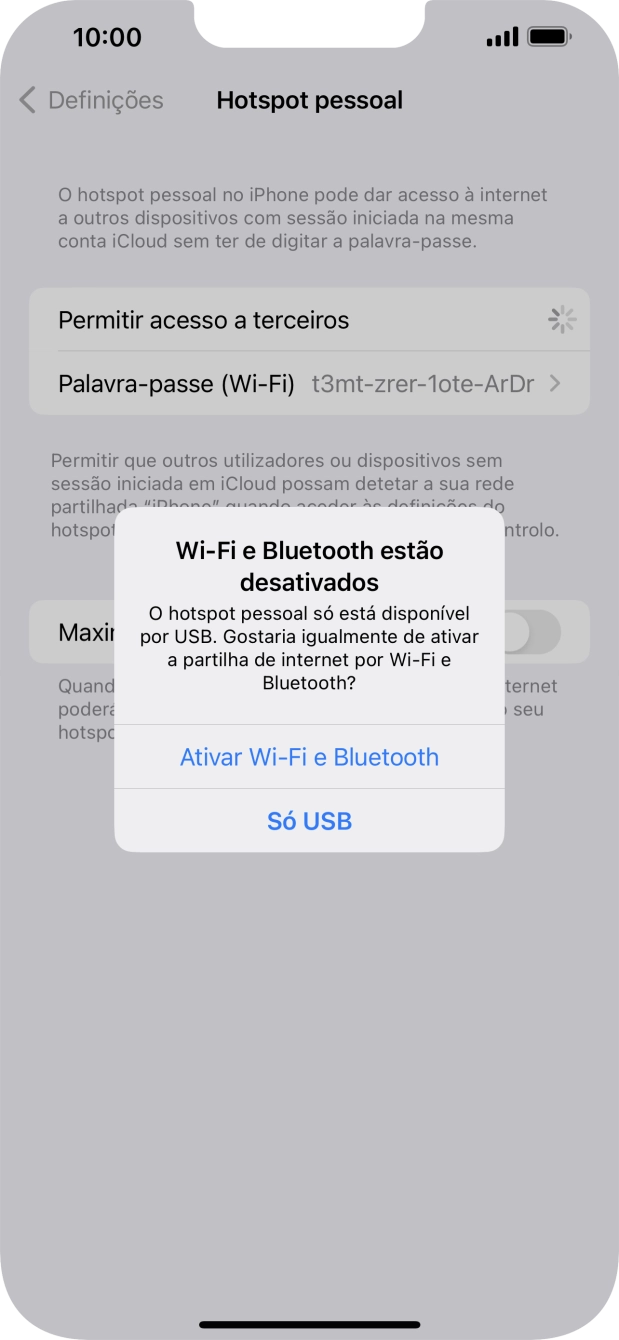 Se o Wi-Fi estiver desativado, prima Ativar Wi-Fi e Bluetooth.
