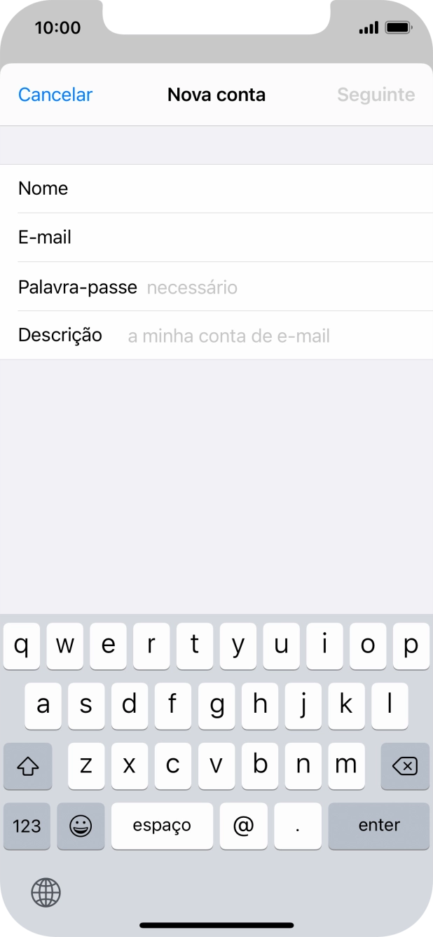 Prima Palavra-passe e introduza a password da sua conta de e-mail na Vodafone.