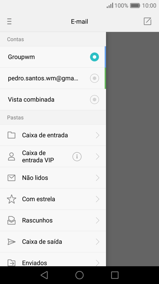 Prima a conta de e-mail pretendida.