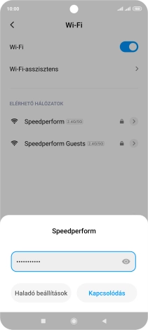 Írd be a Wi-Fi hálózatodhoz tartózó jelszót, és válaszd a Kapcsolódás lehetőséget.