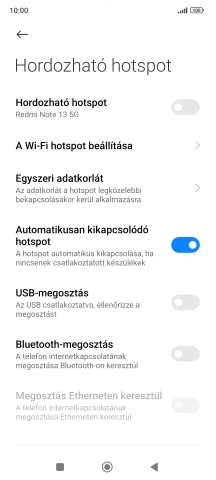 Válaszd a A Wi-Fi hotspot beállítása lehetőséget.