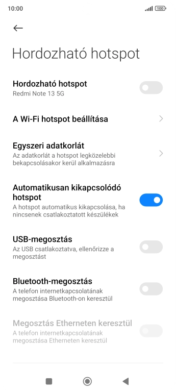Válaszd a A Wi-Fi hotspot beállítása lehetőséget.