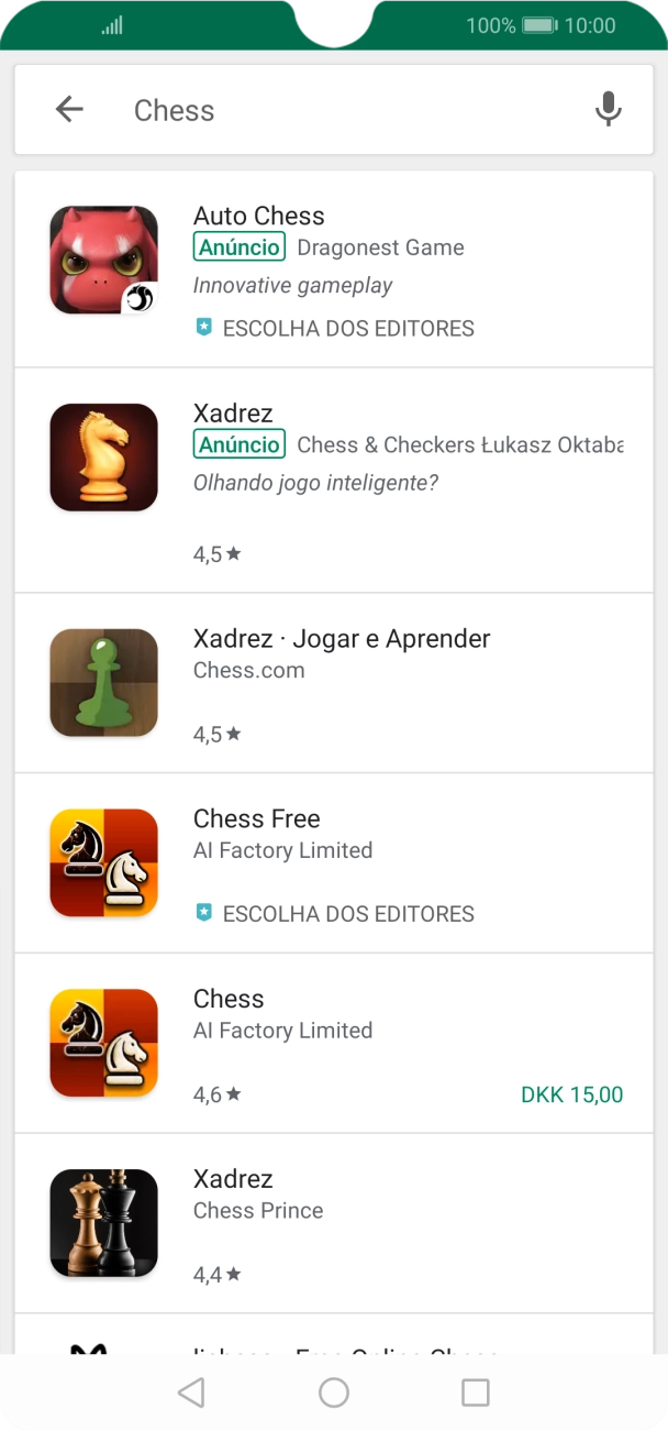 Prima a app pretendida.