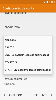 Prima SSL/TLS para ativar a função.