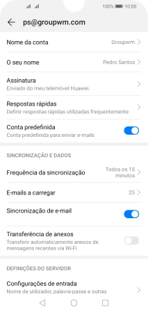 Prima Nome da conta e introduza o nome pretendido da conta de e-mail.