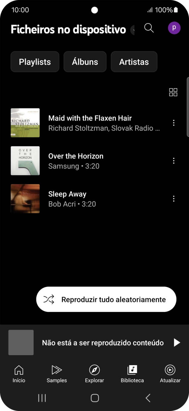Prima o ficheiro de música pretendido.