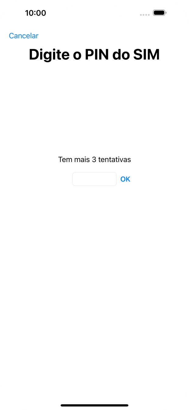 Se o cartão SIM estiver bloqueado, deve introduzir o código PIN e premir OK.