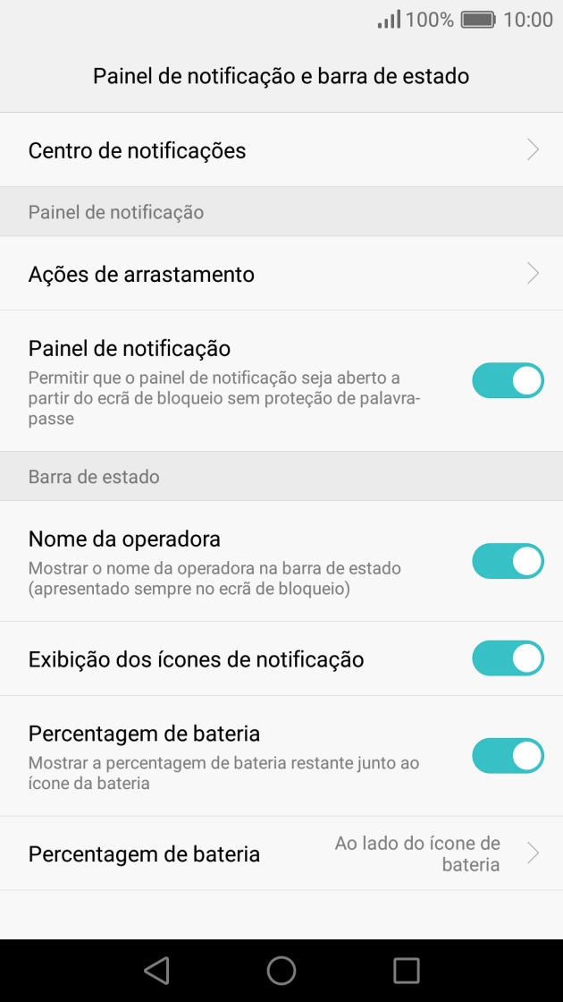 Prima Centro de notificações.