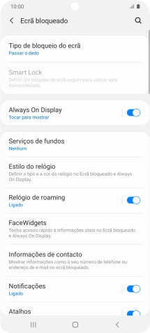 Prima Tipo de bloqueio do ecrã.