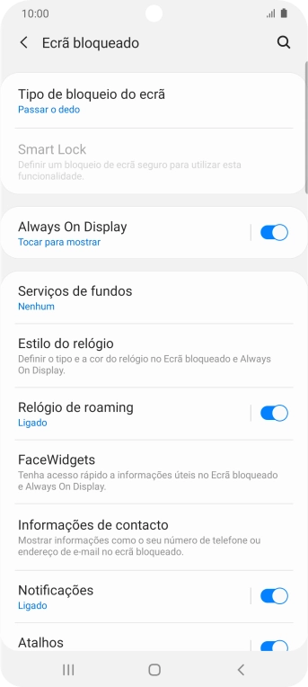 Prima Tipo de bloqueio do ecrã.