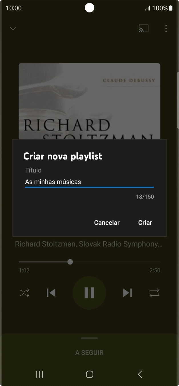 Introduza o nome pretendido para a lista de reprodução e prima Criar.