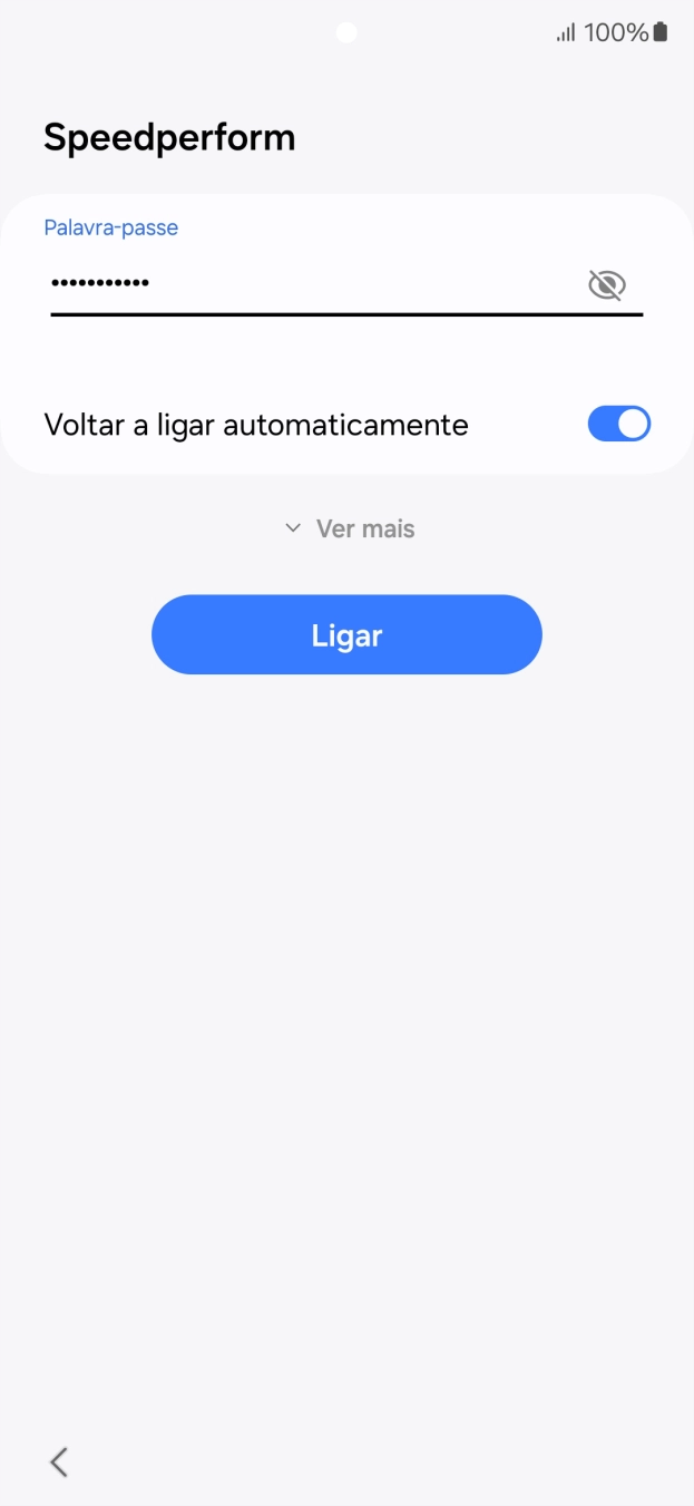 Introduza a password da rede Wi-Fi e prima Ligar.