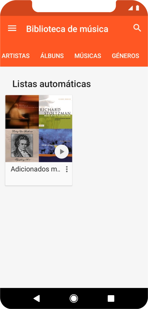 Prima a categoria pretendida e dirija-se ao ficheiro de música pretendido.