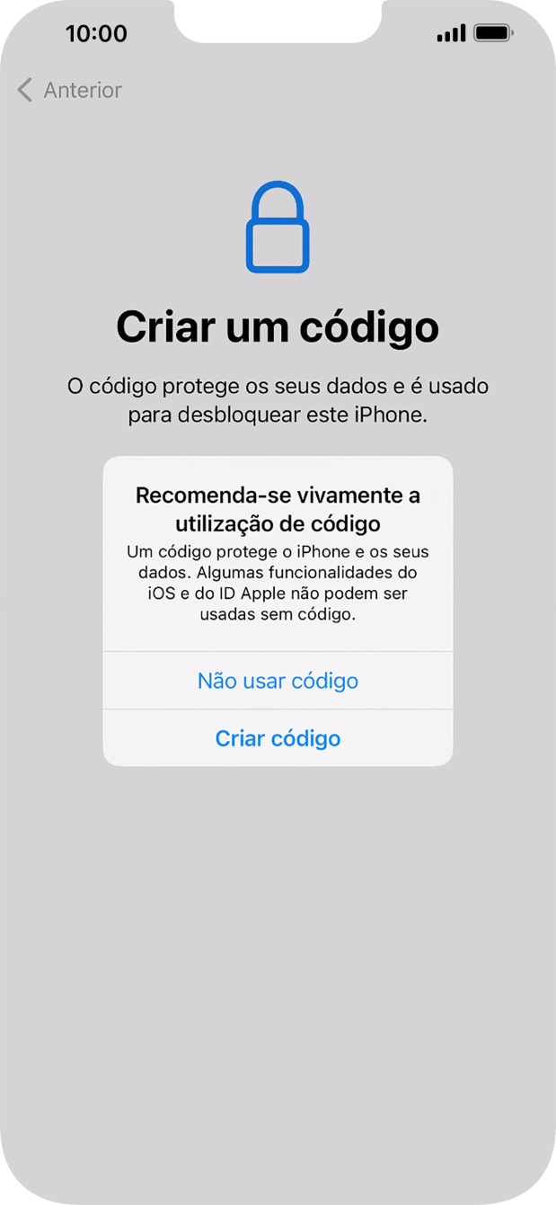 Se desativar a função, prima Não usar código.