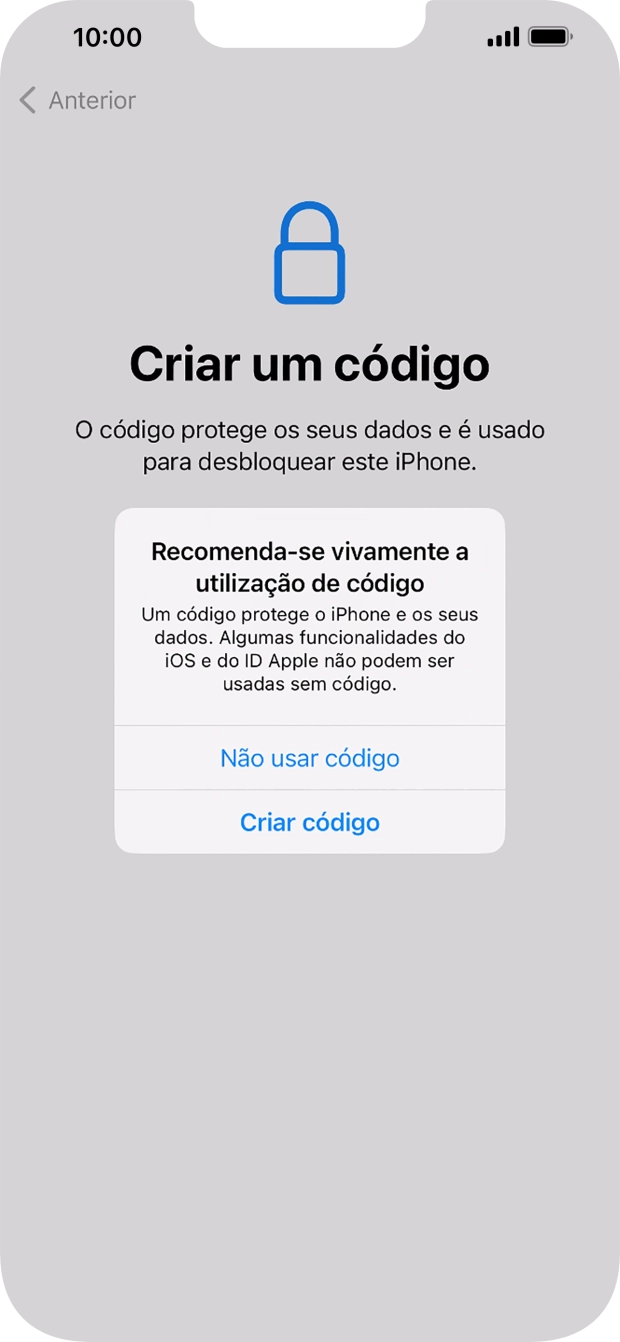 Se desativar a função, prima Não usar código.