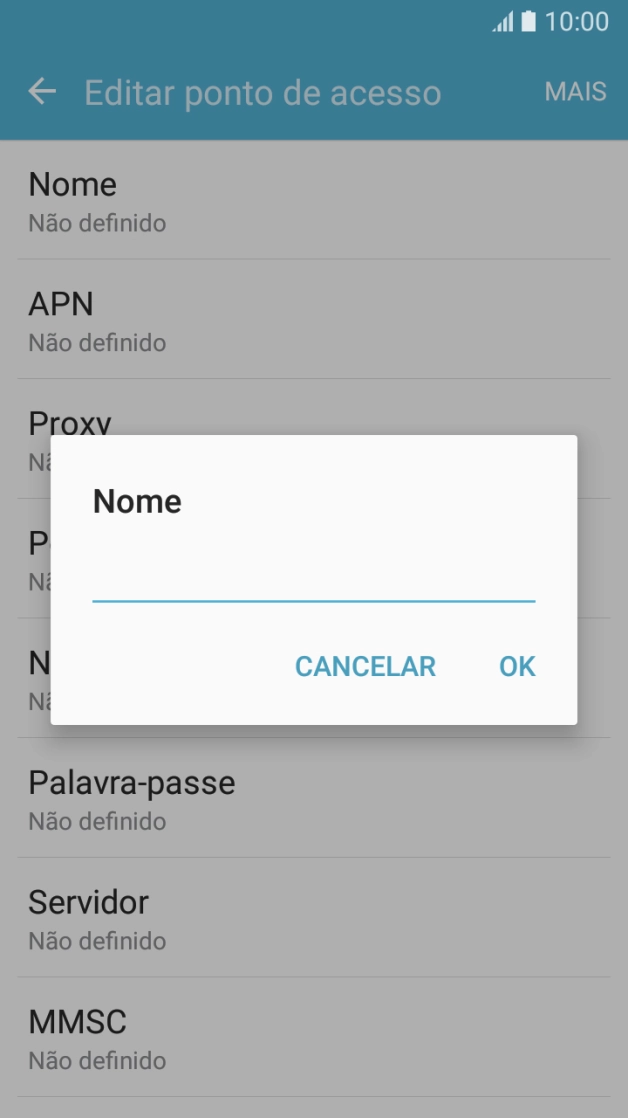 Introduza Vodafone Internet e prima OK.