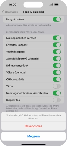 Ha bekapcsolod a funkciót, válaszd a Bekapcsolás lehetőséget.