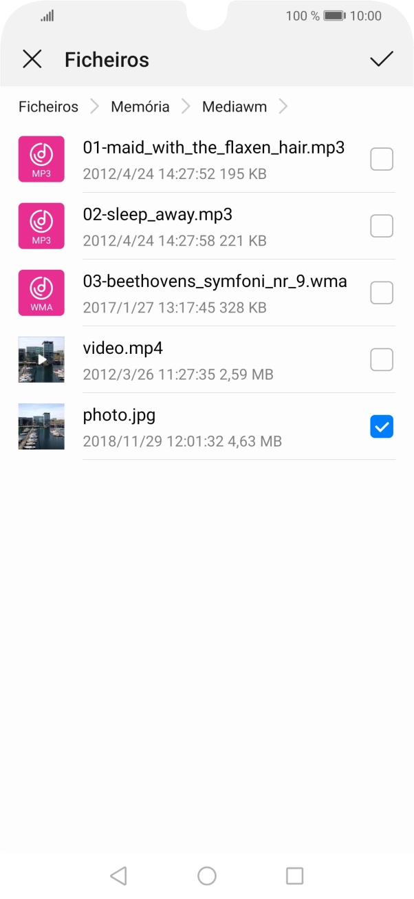 Prima o ícone para aceitar.