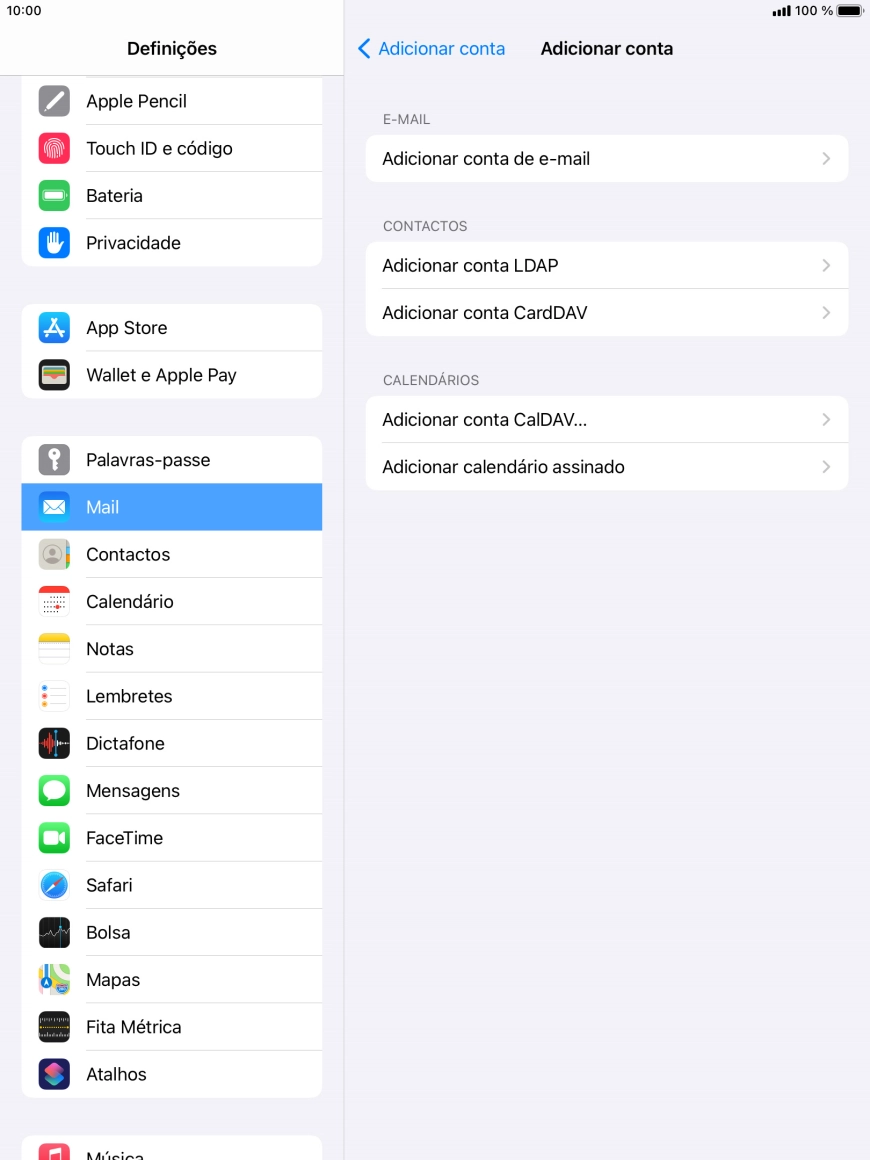Prima Adicionar conta de e-mail.