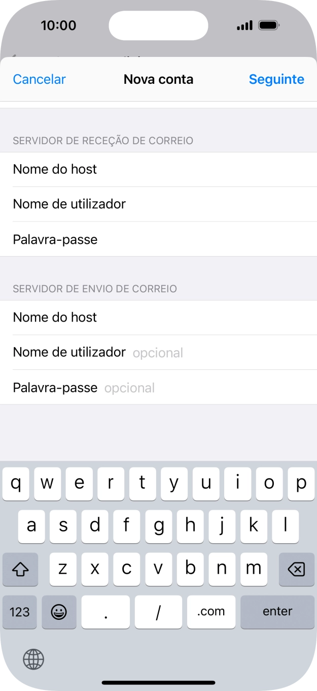 Prima Nome de utilizador e introduza o nome de utilizador da sua conta de e-mail na Vodafone.